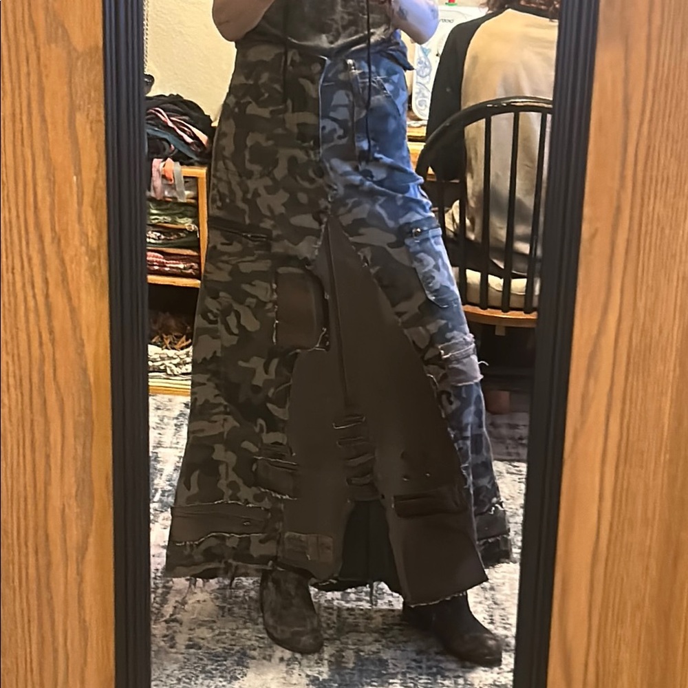 Kancan Upcycled Camouflage Patchwork Utility Maxi… - image 3